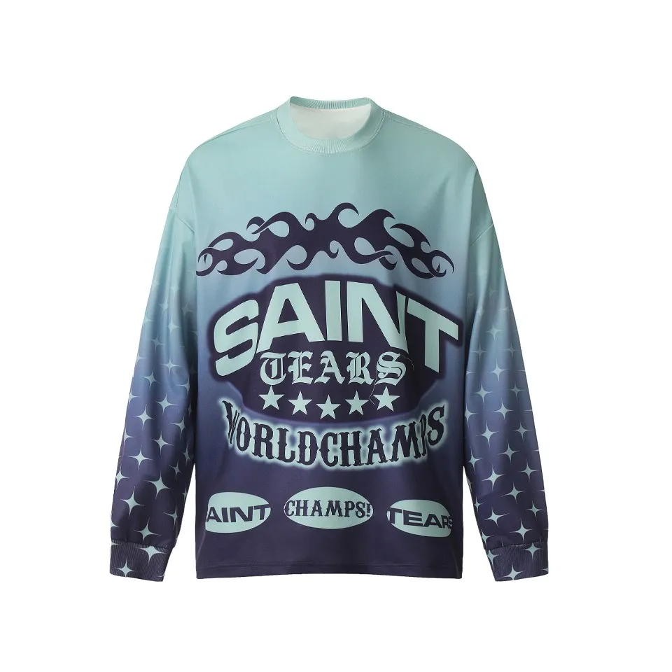 Saint michael tears all-over printed long-sleeved vintage autumn and winter T-shirt Style number: 104 Size: M L XL Wholesale price: 136 Color: green blue
